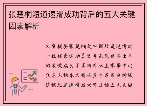 张楚桐短道速滑成功背后的五大关键因素解析