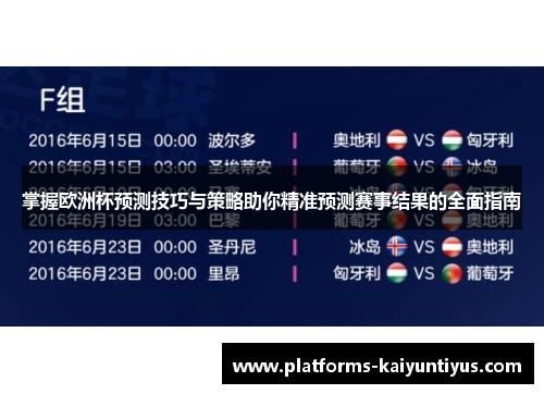 掌握欧洲杯预测技巧与策略助你精准预测赛事结果的全面指南