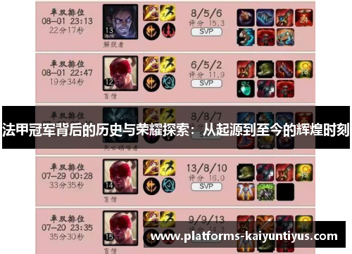 法甲冠军背后的历史与荣耀探索：从起源到至今的辉煌时刻