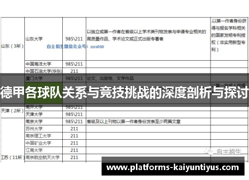 德甲各球队关系与竞技挑战的深度剖析与探讨 德甲各球队关系与竞技挑战的深度剖析与探讨